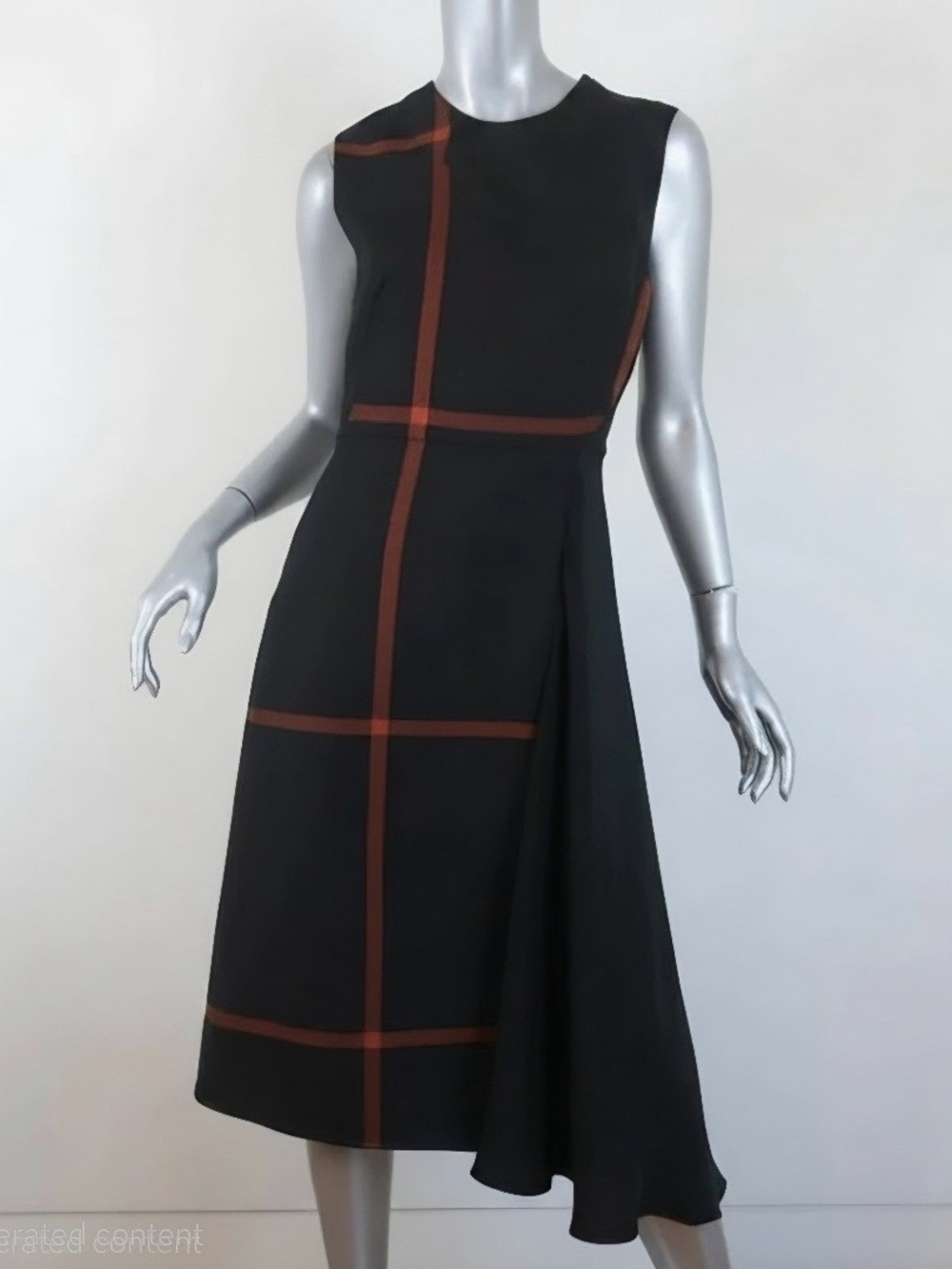 3.1 Phillip Lim Dress Black Windowpane Check Wool & Silk Size 6 Sleeveless Midi